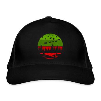 Weihnachtsmuster - Vintage Weihnachten rote und grüne Bäume - Bio-Baseballkappe - Schwarz - Vorne