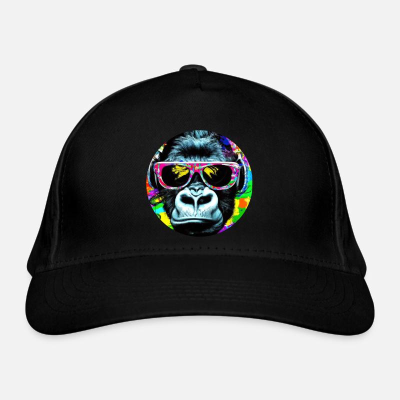Gorilla mit Kopfhörer und Sonnenbrille Bio-Baseballkappe