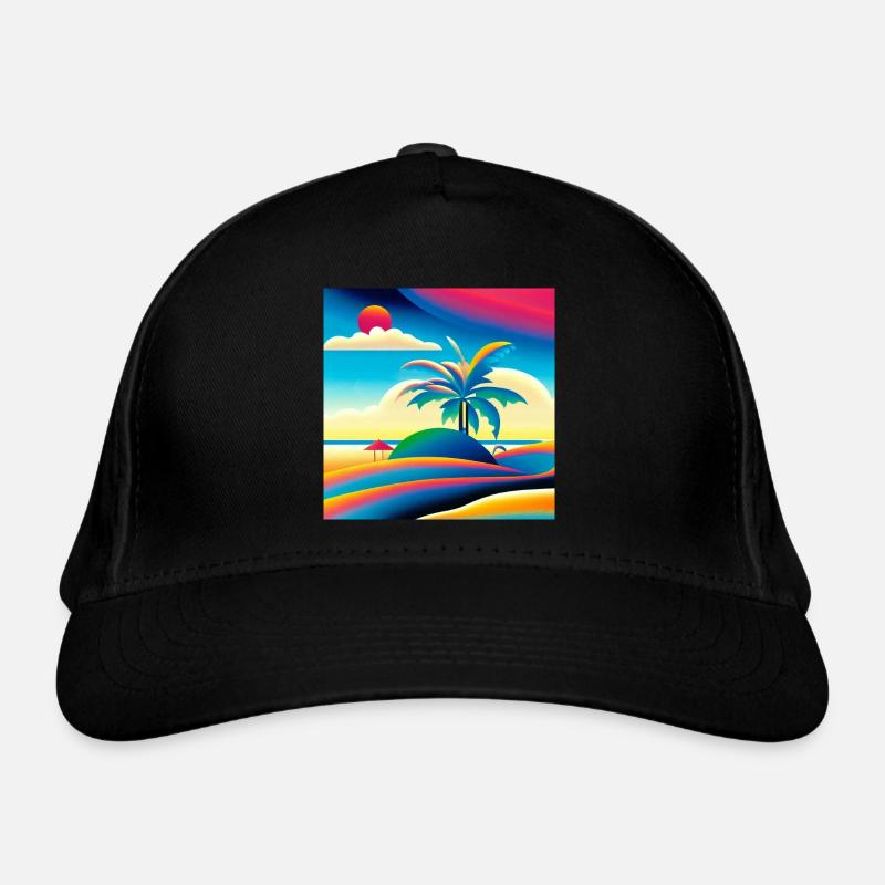 Beach sunset in 80s style Organic Baseball Cap