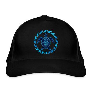Buntglas Hawaiianische Maori-Meeresschildkröte - Bio-Baseballkappe - Schwarz - Vorne