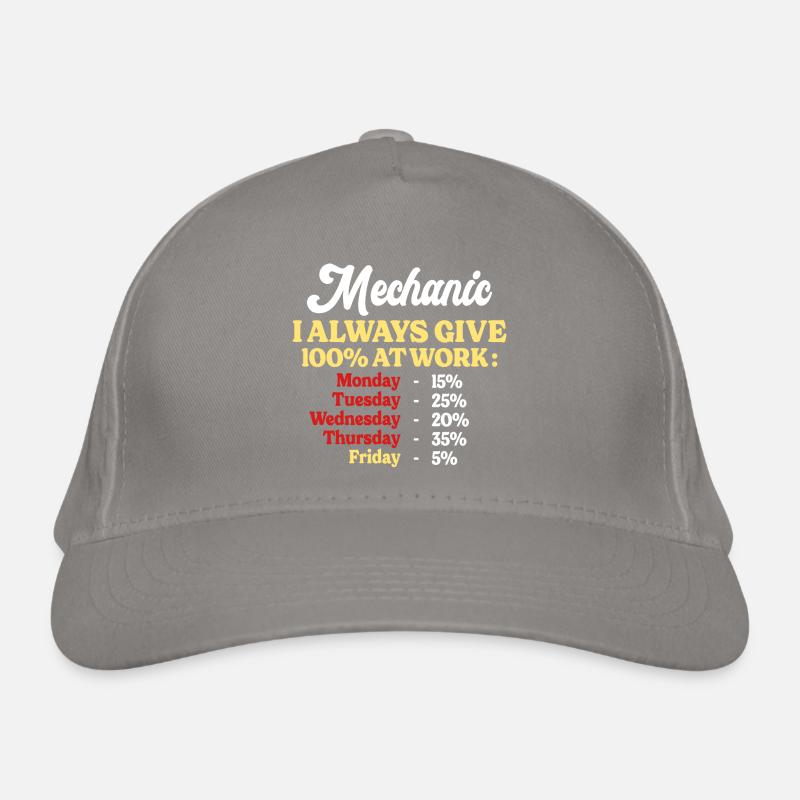100% At Work Funny Mechanic Quote Organic Baseball Cap