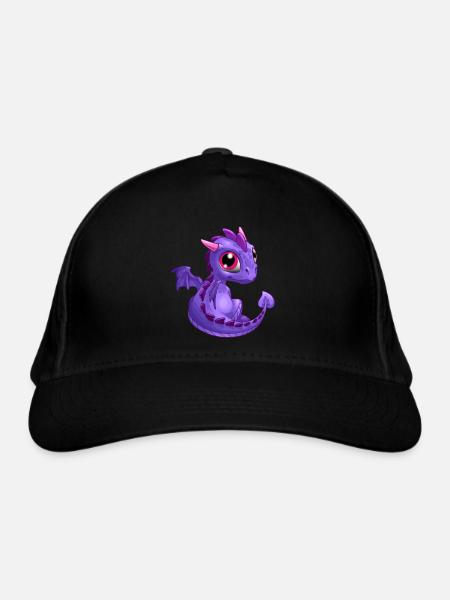 Bébé dragon violet | Mignon bébé dragon violet - Casquette classique bio - noir - Devant