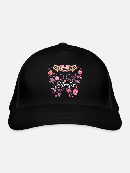 Papillon Femme Pharmacienne Retraite - Casquette classique bio - noir - Devant