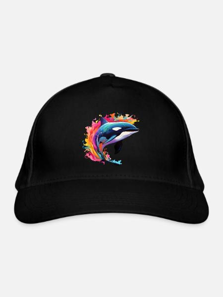 Colorful killer whale Orca - Organic Baseball Cap - black - Front