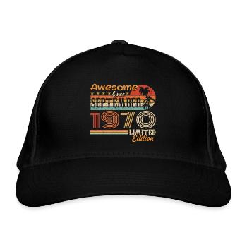 September 1970 - Geburtstag 1970 September - Bio-Baseballkappe - Schwarz - Vorne