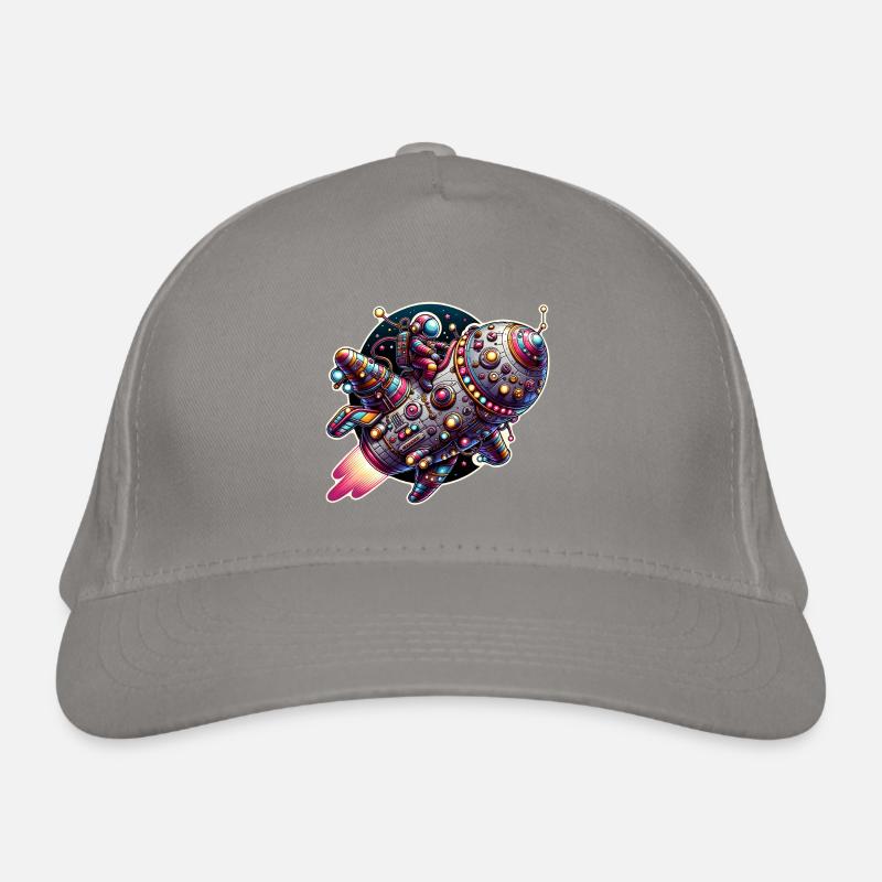 Imaginative whimsical spaceship with astronaut Organic Baseball Cap