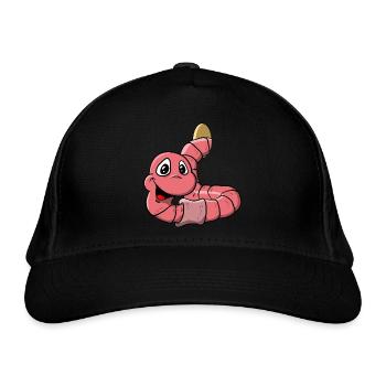 Un ver de terre s’élève d’un trou - Casquette classique bio - noir - Devant