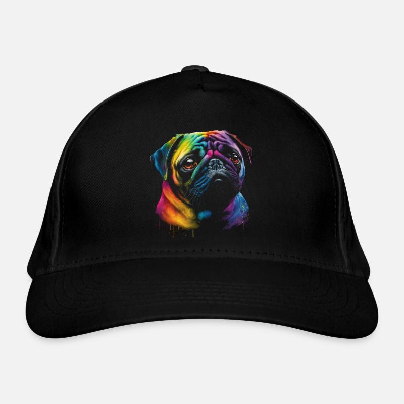 Mops Hund in Regenbogenfarben Bio-Baseballkappe