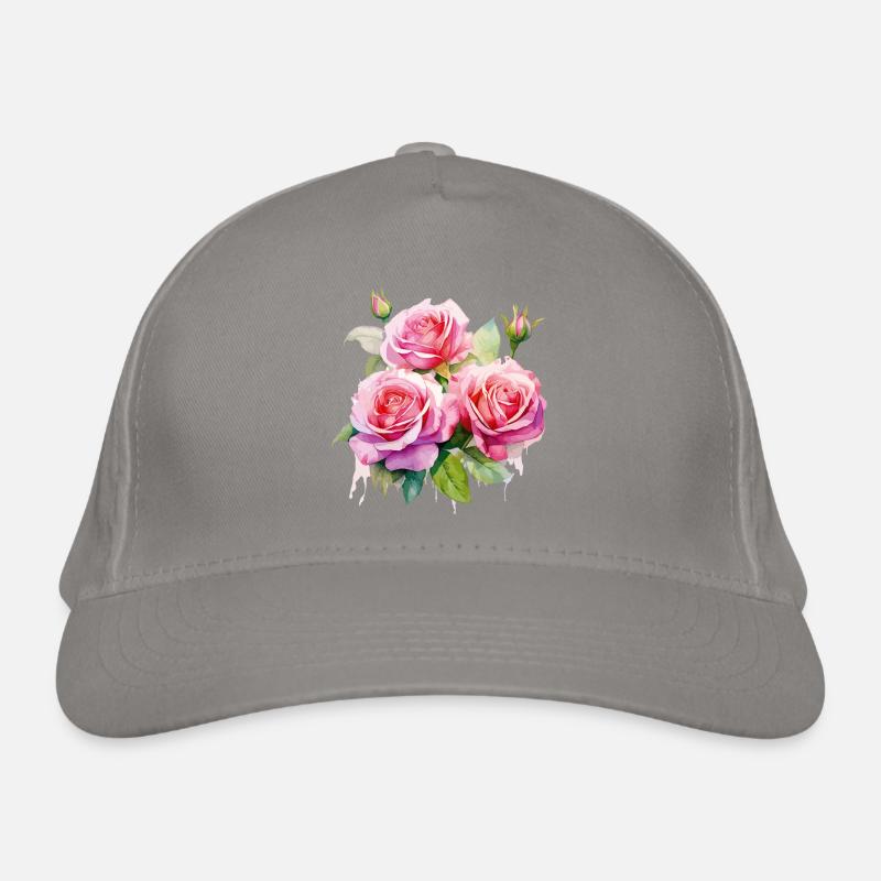 Roses Rose Blossom Flowers Pink Pink Floral Pattern Organic Baseball Cap