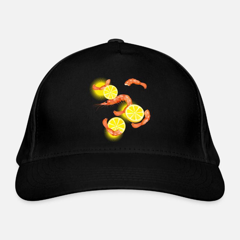 Garnelen oder Shrimps mit Zitronen Scheiben Bio-Baseballkappe