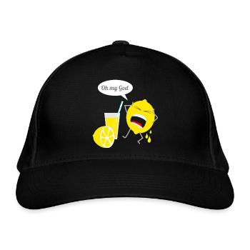 Lustiges Zitronen Design - Bio-Baseballkappe - Schwarz - Vorne