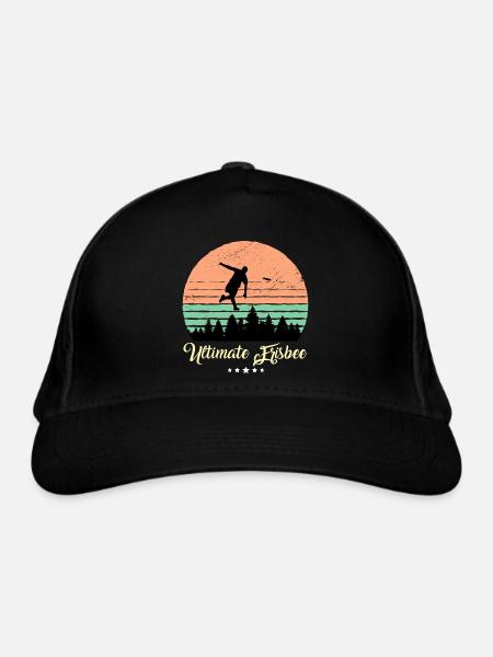 Ultimate Frisbee Vintage Retro Sunset - Organic Baseball Cap - black - Front