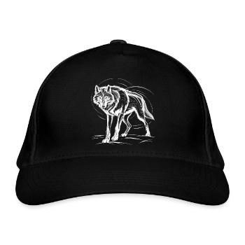 Wolf, white - Organic Baseball Cap - black - Front
