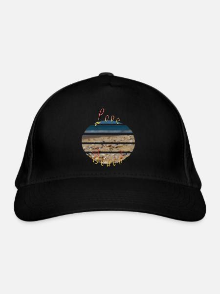 I love the Beach - Bio-Baseballkappe - Schwarz - Vorne