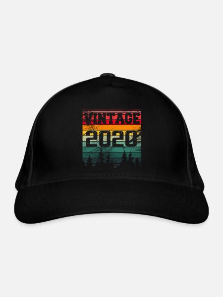 2020 Vintage Geburtstagsgeschenk 2020 Retro - Bio-Baseballkappe - Schwarz - Vorne