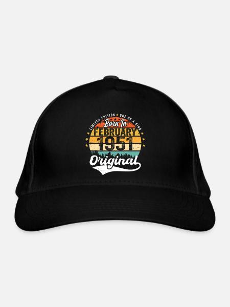 Né en février 1951 - cadeau d'anniversaire - Casquette classique bio - noir - Devant