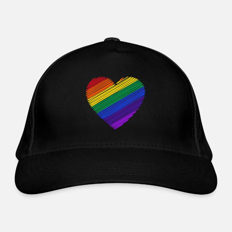 Regenbogenherz Bio-Baseballkappe