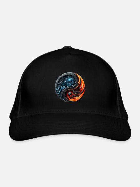 Ying Yang Feuer und Eis - Bio-Baseballkappe - Schwarz
