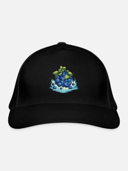 Blaubeere - Bio-Baseballkappe - Schwarz - Vorne