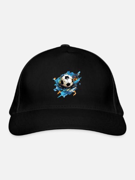Fußball Ball - Bio-Baseballkappe - Schwarz - Vorne