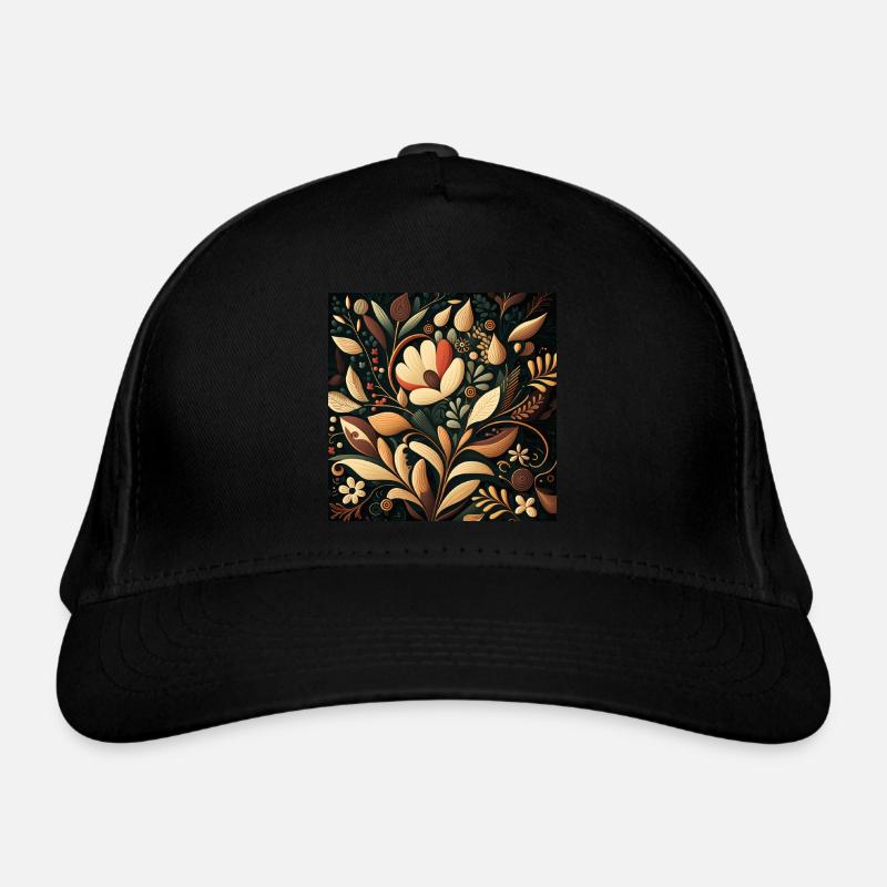 Botanicals Autumnal Flower Pattern - Organic Baseball Cap - black