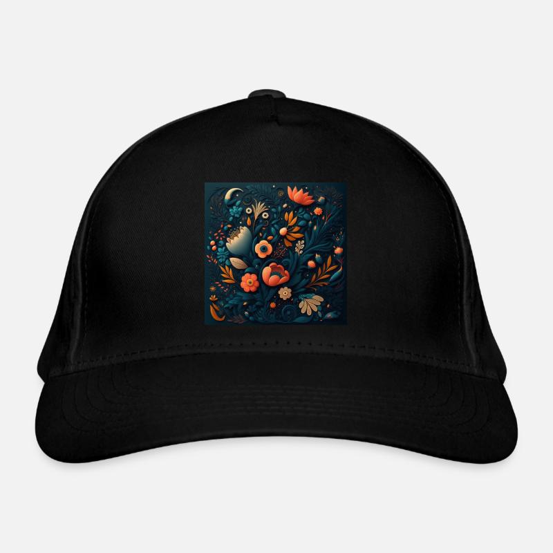 Motif de fleurs botaniques - Casquette classique bio - noir