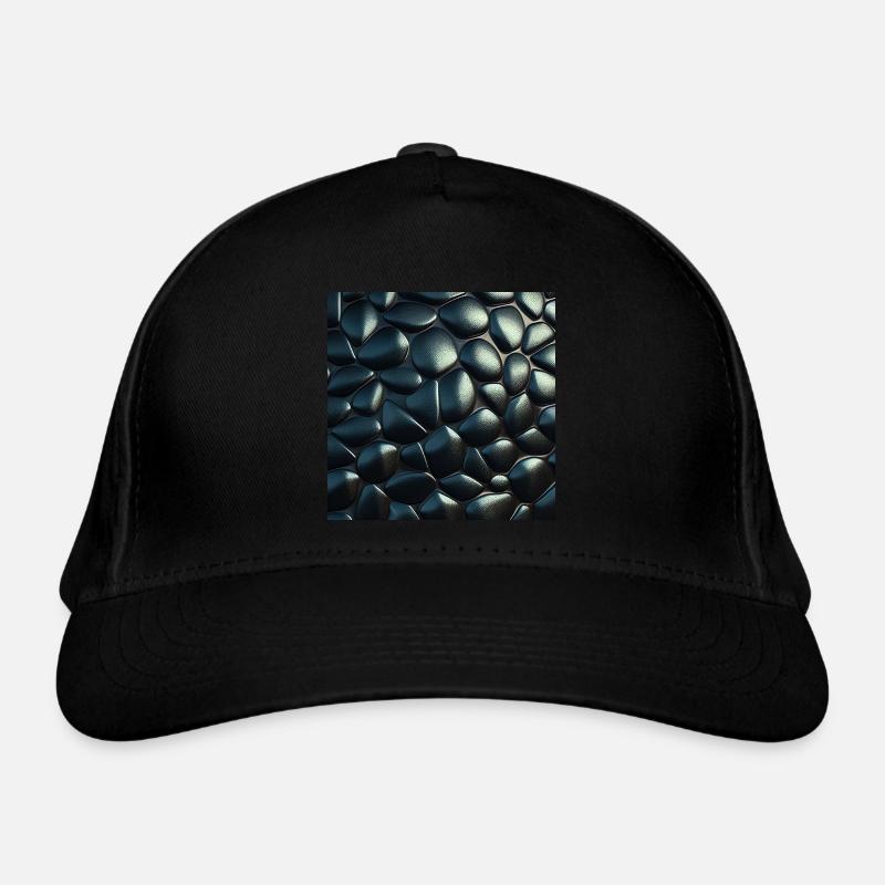 Black Cobblestone Metallic Textured Pattern - Organic Baseball Cap - black