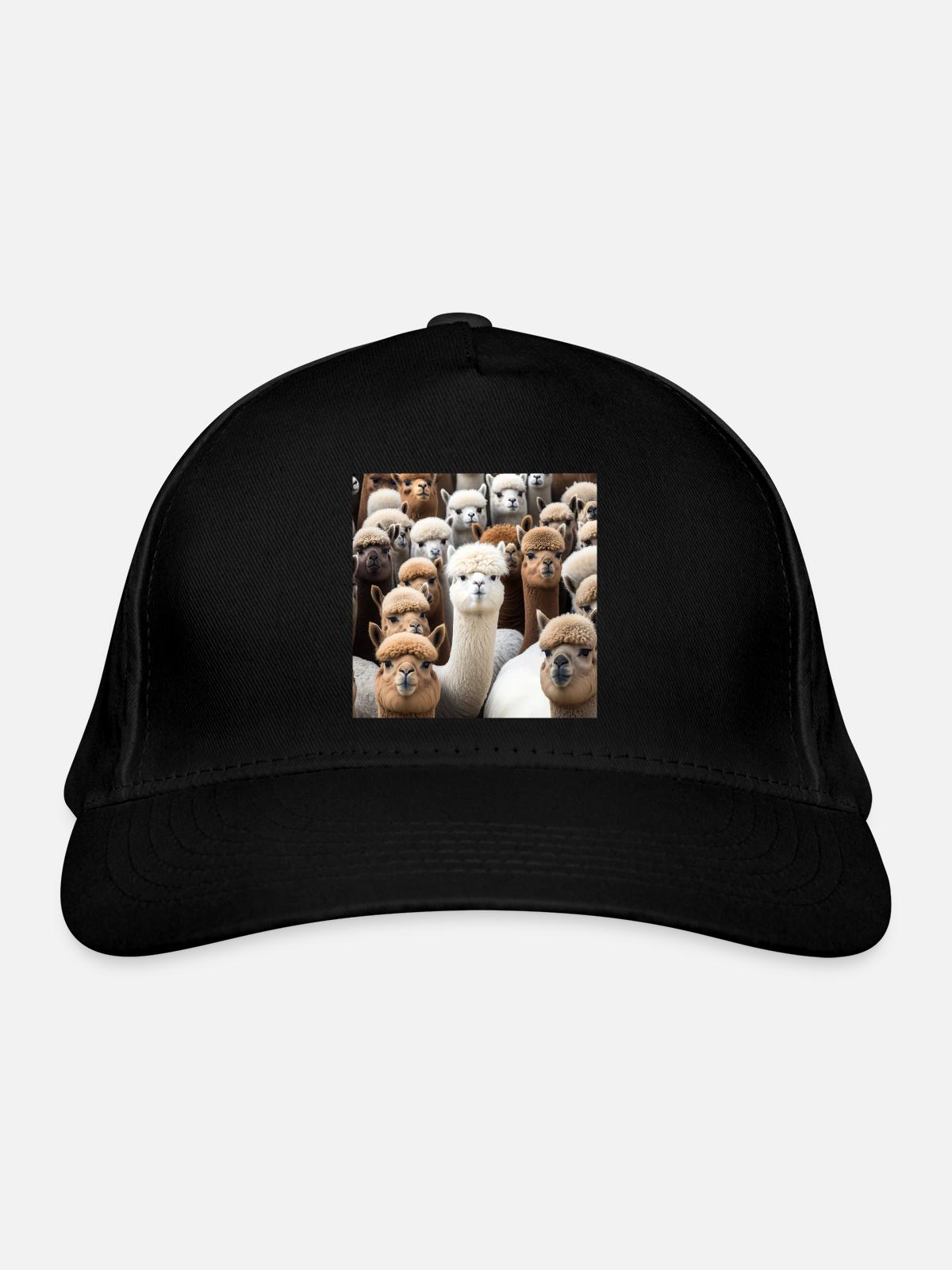 Alpaka-Muster - Bio-Baseballkappe - Schwarz - Vorne