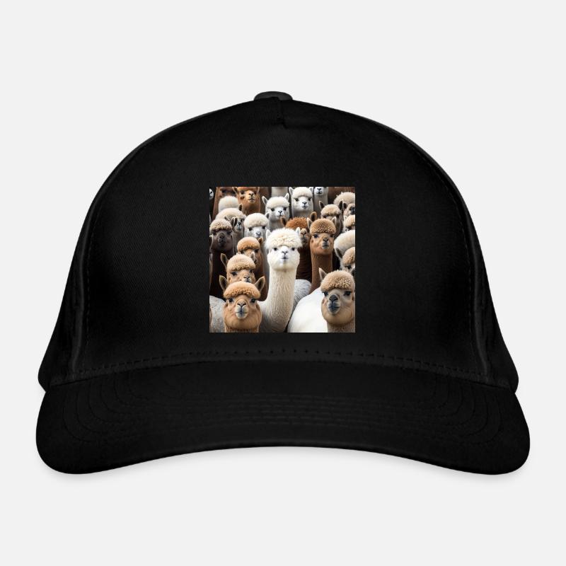 Alpacas Pattern - Organic Baseball Cap - black