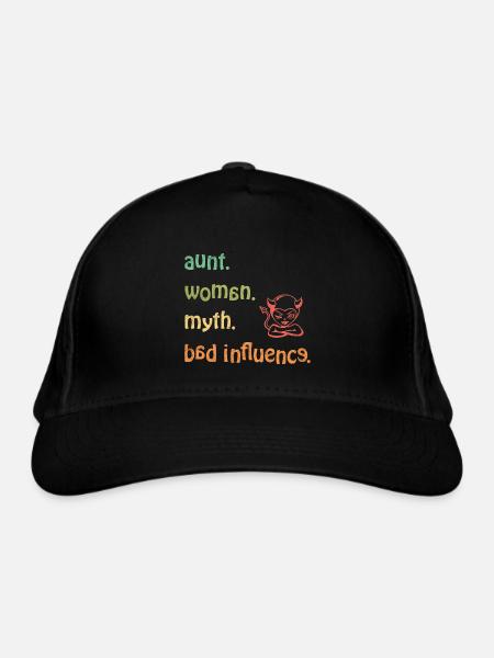 aunt. woman. myth. bad influence - retro - Bio-Baseballkappe - Schwarz - Vorne