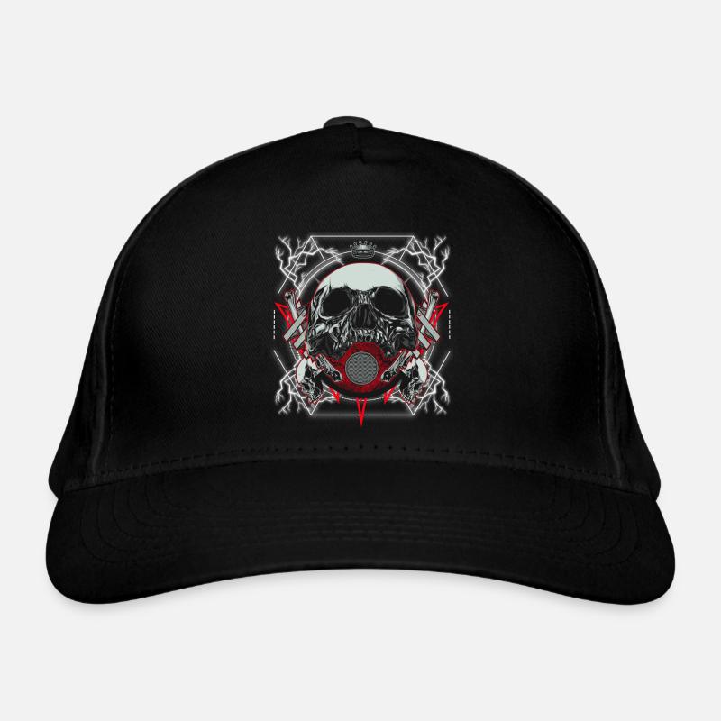 Skull Artwork with Lightning - Organic Baseball Cap - black