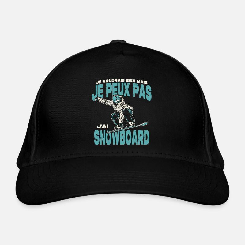 Je peux pas j'ai snowboard. - Casquette classique bio - noir