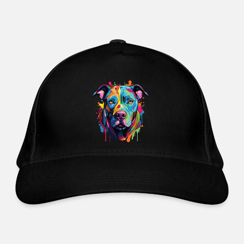 Chien de race Pitbull avec un style coloré popart Casquette classique bio