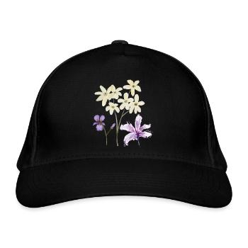Fleurs Blumen - Casquette classique bio - noir - Devant