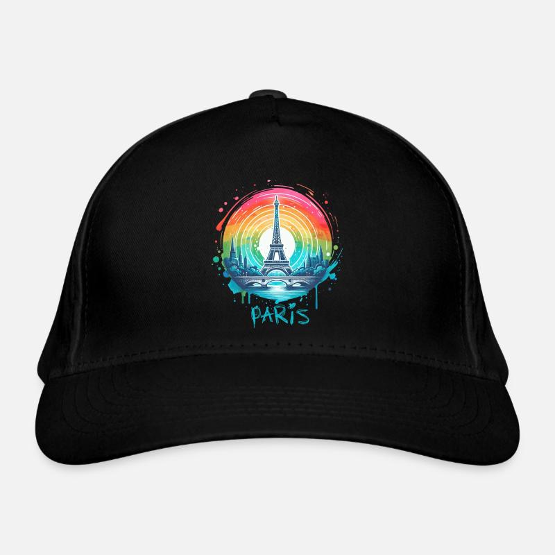 Paris Eiffel Tower with Rainbow LGBT Skyline Organic Baseball Cap