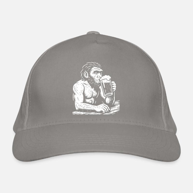 Homo erectus is drinking beer in the pub Organic Baseball Cap