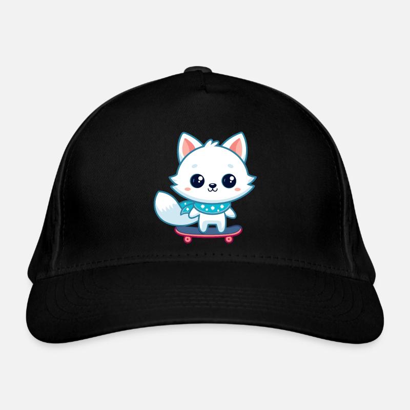 Renard blanc sur skate bleu Casquette classique bio