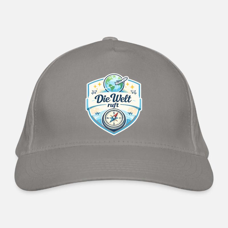 Die Welt ruft Reisepatch Bio-Baseballkappe