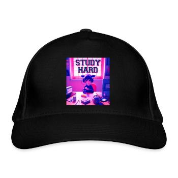 Study Hard AI Art - Organic Baseball Cap - black - Front