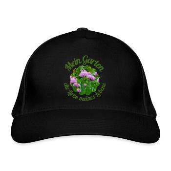 Gartenliebe - Bio-Baseballkappe - Schwarz - Vorne