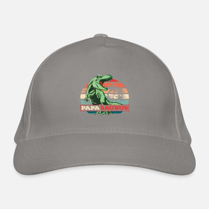 Papasaurus Father's Day Dinosaur T-Rex Gift Idea Organic Baseball Cap