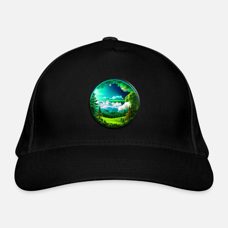 Schöne Landschaft kreisrund freigestellt Bio-Baseballkappe