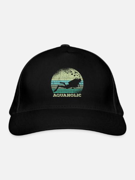 Aquaholic Vintage Taucher - Bio-Baseballkappe - Schwarz - Vorne