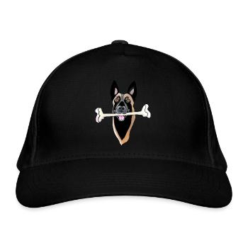 tête de malinois avec os - Casquette classique bio - noir - Devant