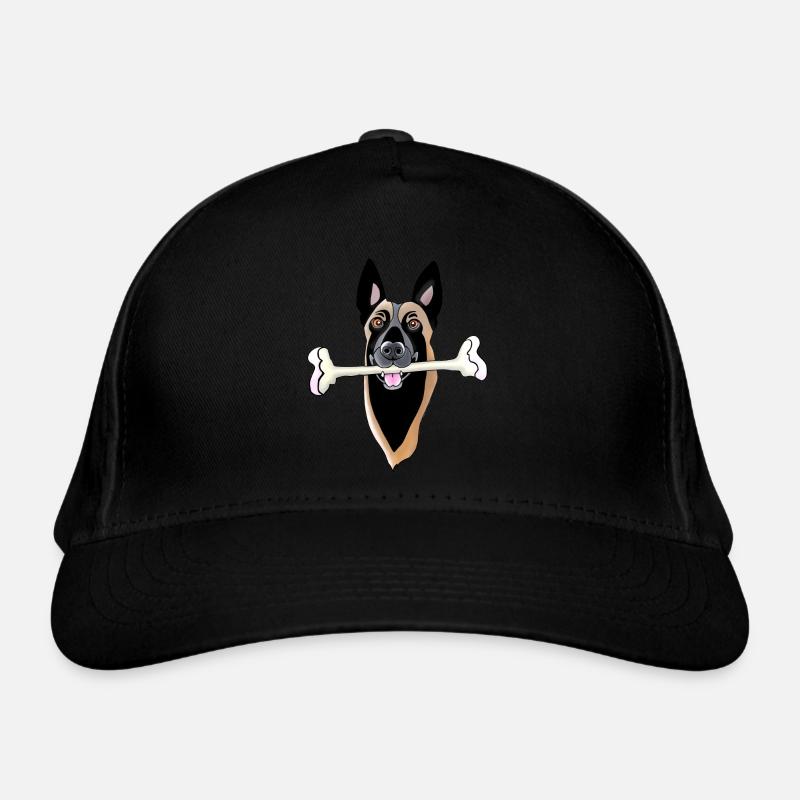 tête de malinois avec os - Casquette classique bio - noir