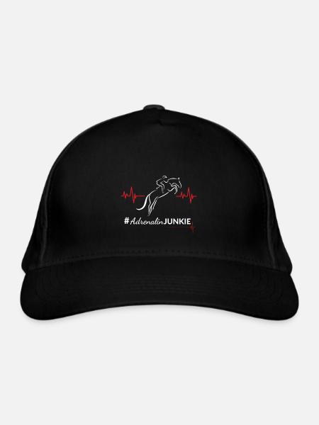 Motiv Springreiter "#AdrenalinJunkie" - Bio-Baseballkappe - Schwarz