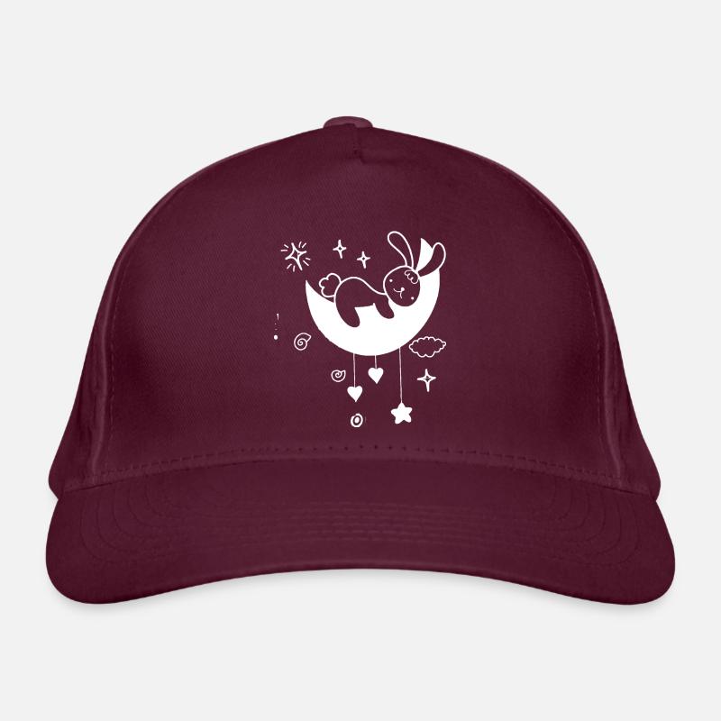 Cute bunny sleeping on moon Organic Baseball Cap