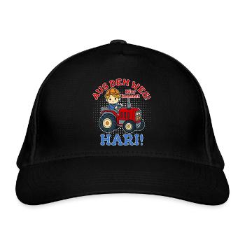 Hari Name Tractor - Organic Baseball Cap - black - Front