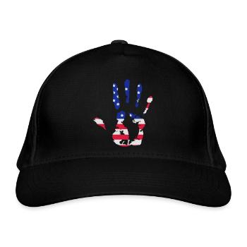 Empreinte de la main aux couleurs du drapeau américain - Casquette classique bio - noir - Devant