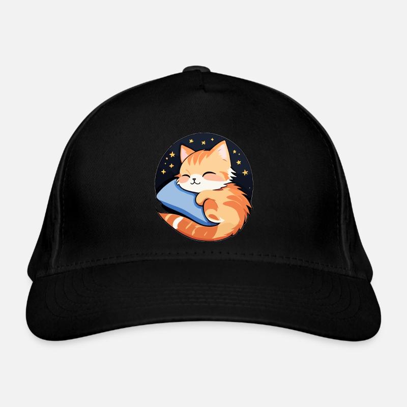 Cute sleeping cat on pillow Organic Baseball Cap